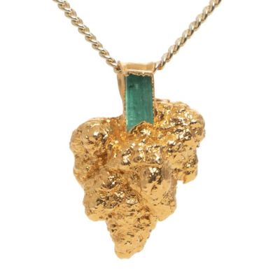 24k Gold OG Kush Bud Necklace with Emerald by Ras Boss